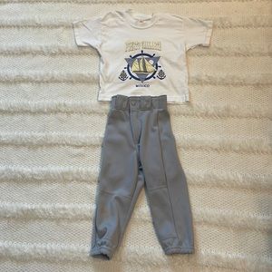 Rawlings baseball pants gray XXS & white Puerto Vallarta Mexico T-shirt boys 2-4